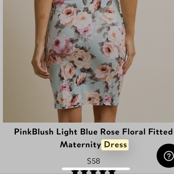 PinkBlush Light Blue Rose Floral Fitted
Maternity Dress Size Medium - Picture 5 of 8